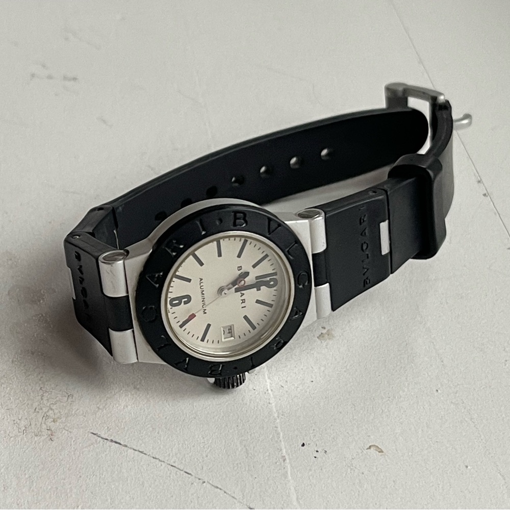 Bvlgari - Watch Aluminum Silver & Black Rubber AL 29 TA Diagono Aluminum